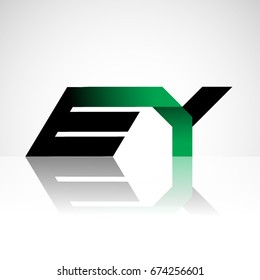 Initial letter EY uppercase modern and simple logo linked green and black colored, isolated in white background. Vector design for company identity.