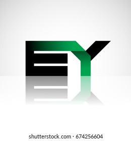Initial letter EY uppercase modern and simple logo linked green and black colored, isolated in white background. Vector design for company identity.