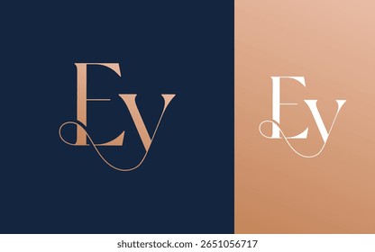 Ilustración vectorial inicial del diseño del logotipo de EY YE para la pareja, la boda y el negocio