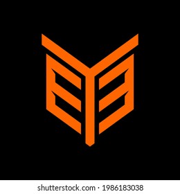 Initial letter EYE fox head robot logo template in flat design monogram illustration