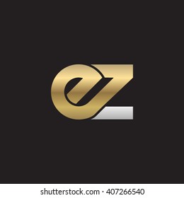 initial letter ez linked circle lowercase logo gold silver black background