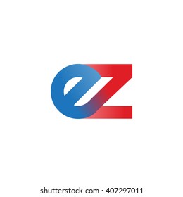 initial letter ez linked circle lowercase logo blue red