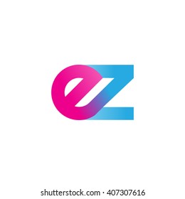 initial letter ez linked circle lowercase logo pink blue purple