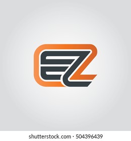 Initial Letter EZ Linked Design Logo Orange Black