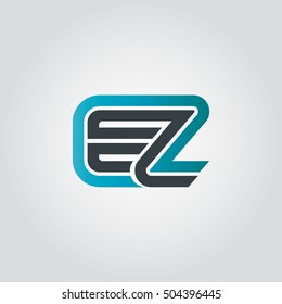Initial Letter EZ Linked Design Logo Blue Black
