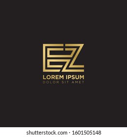Initial Letter EZ linked uppercase overlap modern gold logo vector design template. Suitable for business, consulting group company.