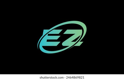 Letra inicial EZ logo. Diseño creativo y moderno del logotipo de EZ sobre fondo negro.