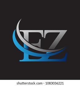 initial letter EZ logotype company name colored blue and grey swoosh design. vector logo for business and company identity.