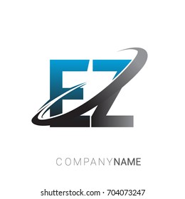 initial letter EZ logotype company name colored blue and grey swoosh design. logo design for business and company identity.