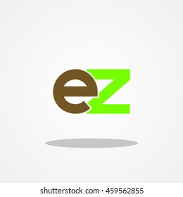 Initial letter EZ lowercase logo design template brown leaf green