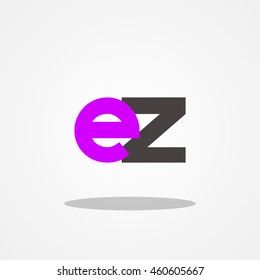Initial letter EZ lowercase logo design template purple black