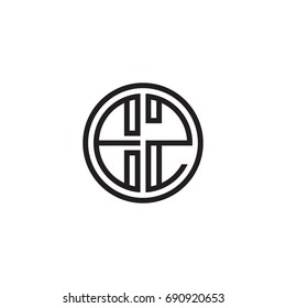 Initial letter EZ, minimalist line art monogram circle logo, black color