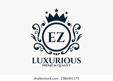 Initial  Letter EZ Royal Luxury Logo template in vector art for luxurious branding  vector illustration.
