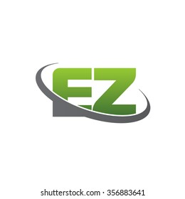 initial letter EZ swoosh ring company logo green gray
