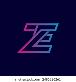 Initial Letter EZ or ZE  Logo, Monogram Logo letter E with Z combination, design logo template, vector illustration