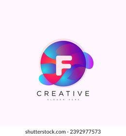 Anfangsbuchstabe F 3D Logo Vorlage bunter Kreis-Kugel-Design für Geschäfts- und Firmenidentität