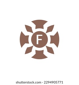 Initial letter F abstract decorative natural leaf pin emblem logo