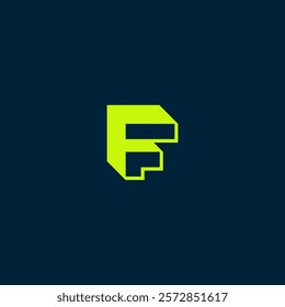 Initial letter F abstract, geometric, F Logo, FF Monogram, modern, Icon, Vector, green blue color, blok, building, arrow