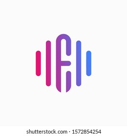 initial letter F abstract for information technology and digital. minimalist sound music equalizer, Bass, DJ icon. audio logotype Unique and simple element. - vector