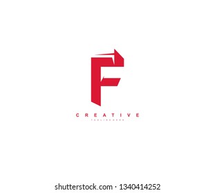 Initial Letter F Abstract Modern Futuristic Sharp Stylish Red Color Logo