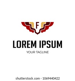 Initial Letter F Abstract Wings Logo Design Template. Can be adapt to Corporate identity, logo, icon, symbol and brand identity.