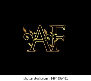 Initial letter A and F, AF, Gold Logo Icon,  
classy gold letter monogram logo icon suitable for boutique,restaurant, wedding service, hotel or business identity. 