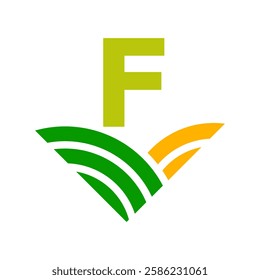 Initial Letter F Agriculture Logo Concept For Farming Symbol Vector Template