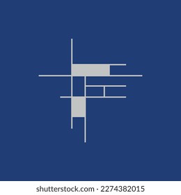 Initial letter f architect geometric line logo 