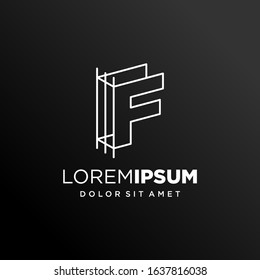 Initial Letter F with Architecture Graphic Logo Design