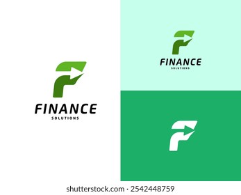 Letra inicial F com design de logotipo Arrow Finance e Accounting