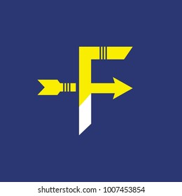 Initial letter F with arrow icon logo design