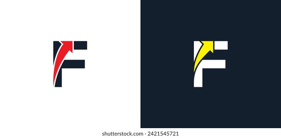 initial Letter F Arrow Logo Concept icon sign symbol Design Element. Financial, Consulting, Logistics Logotype. Vector illustration logo template