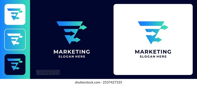 Letra inicial F Plantilla de Vector de diseño de logotipo de flecha