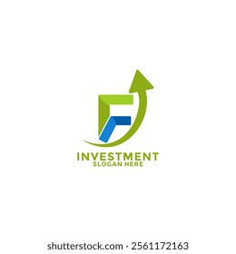 Initial Letter F with Arrow logo design vector. Investment initial identity logo design template. Growth Up logo vector
