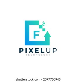 Initial Letter F with Arrow Pixel Logo Design Inspiration