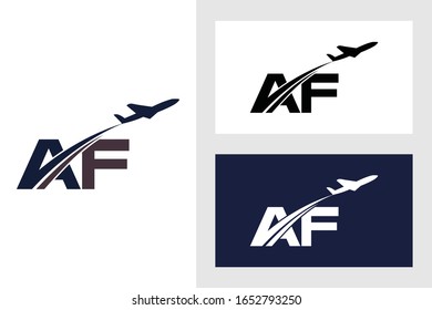 Initial Letter A and F with Aviation Logo Design,  Air, Airline, Airplane and Travel Logo template. 