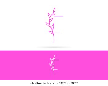 Initial letter F beauty leaves logo design. Simple branch icon