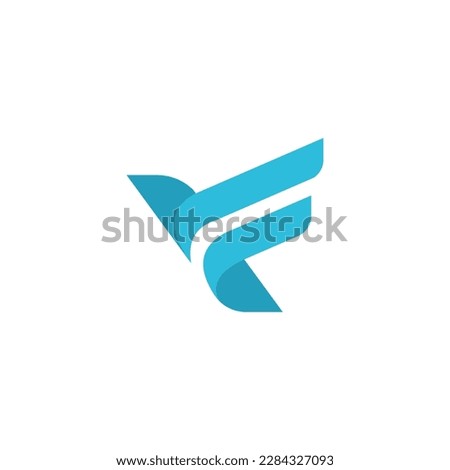 Initial Letter F with Bird Silhouette for Falcon Free Freedom Fly Flying Flight Feathers