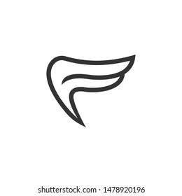 initial letter f bird vector