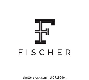 Initial letter F black elegant logo design. Abstract minimalist type vector icon with F monogram for a business brand identity.