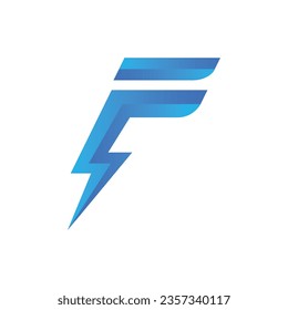 Letra inicial F con logotipo de perno Diseño eléctrico F