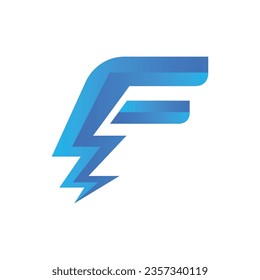 Letra inicial F con logotipo de perno Diseño eléctrico F