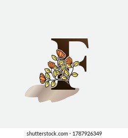 Initial Letter F Botanical Nature Flower Stock Vector (Royalty Free ...