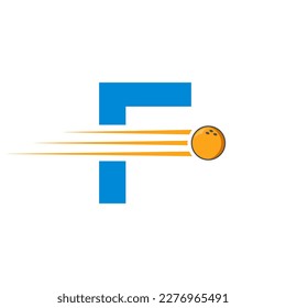 Initial Letter F Bowling Logo. Bowling Ball Symbol Vector Template