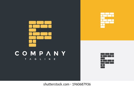 initial letter F brick logo	