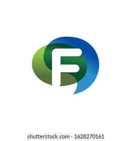 Initial Letter F Bubble Speech Logo Design Concept