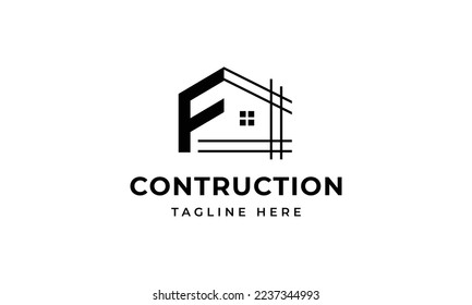 Initial letter f building contruction logo, icon, symbol