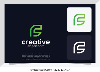 Initial letter F C CF minimalist art monogram shape logo
