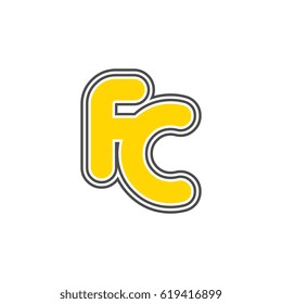 initial letter f and c. fc monogram outline logo