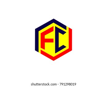 Initial letter F and C Hexagonal design Logo Vector Graphic Branding Letter Element.